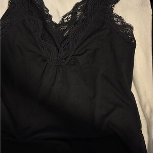 New York & Company Black Lace Detail Top
